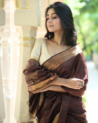 Shipra Brown Kosa Silk Saree