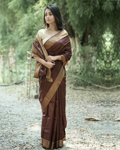 Shipra Brown Kosa Silk Saree