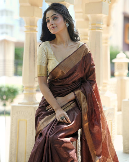 Shipra Brown Kosa Silk Saree