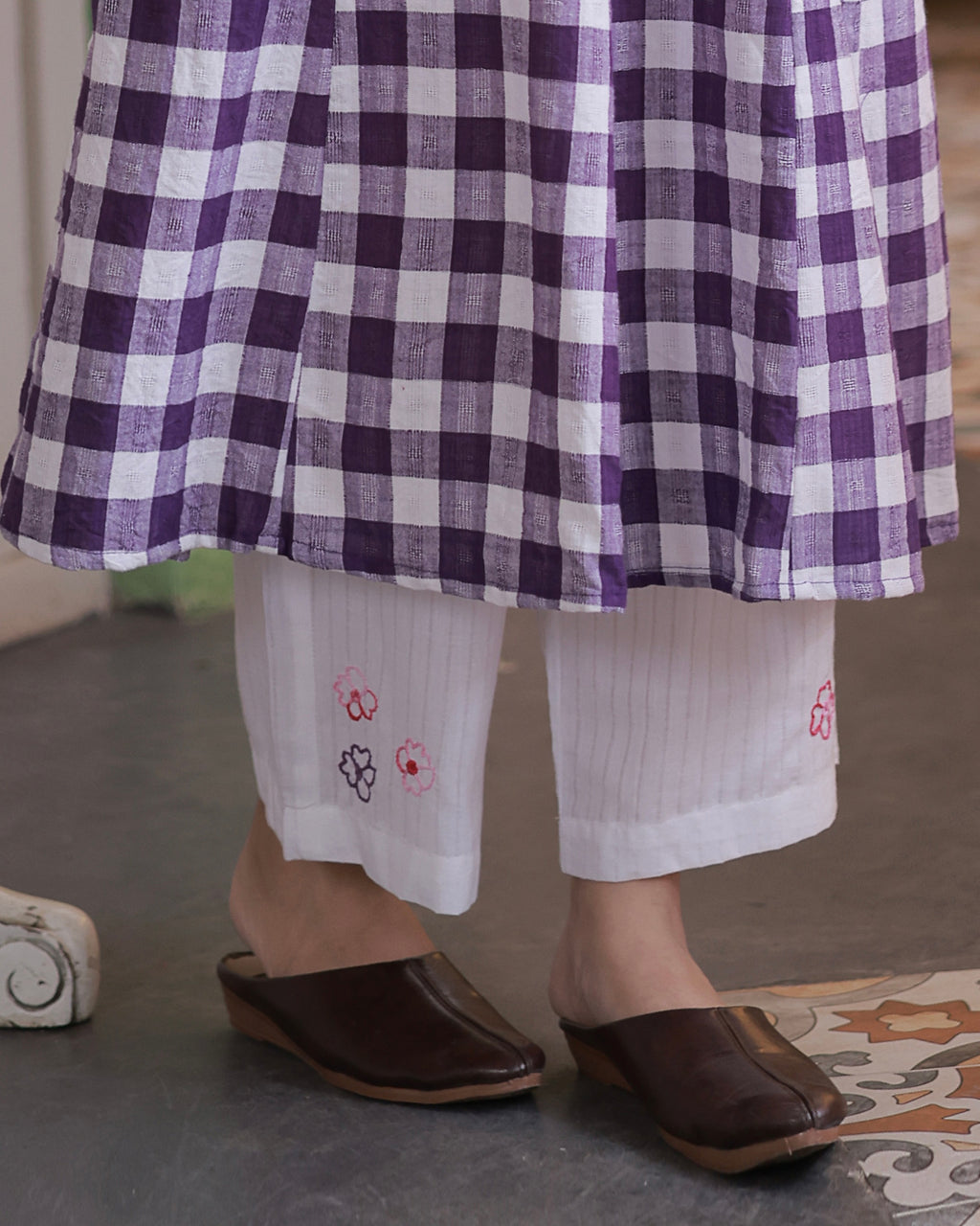 Shop Violet checkered cotton tunic set online at bebaakstudio.com