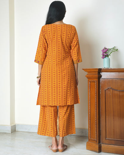 Mustard Bagh print short kurta set online at bebaakstudio.com