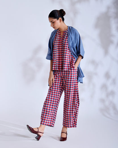 Fez Dusky Blue Handwoven Cotton Three-Piece Set
