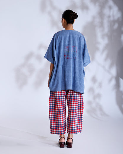 Fez Dusky Blue Handwoven Cotton Three-Piece Set