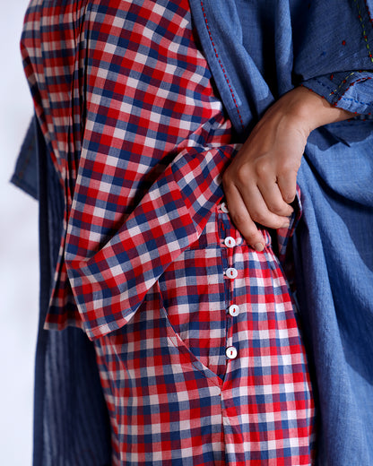 Fez Dusky Blue Handwoven Cotton Three-Piece Set