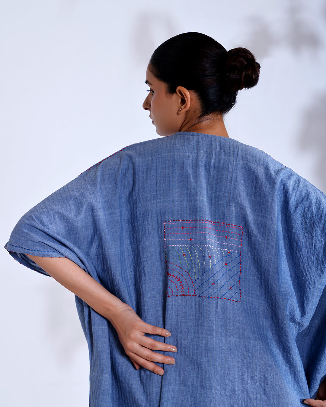 Fez Dusky Blue Handwoven Cotton Three-Piece Set