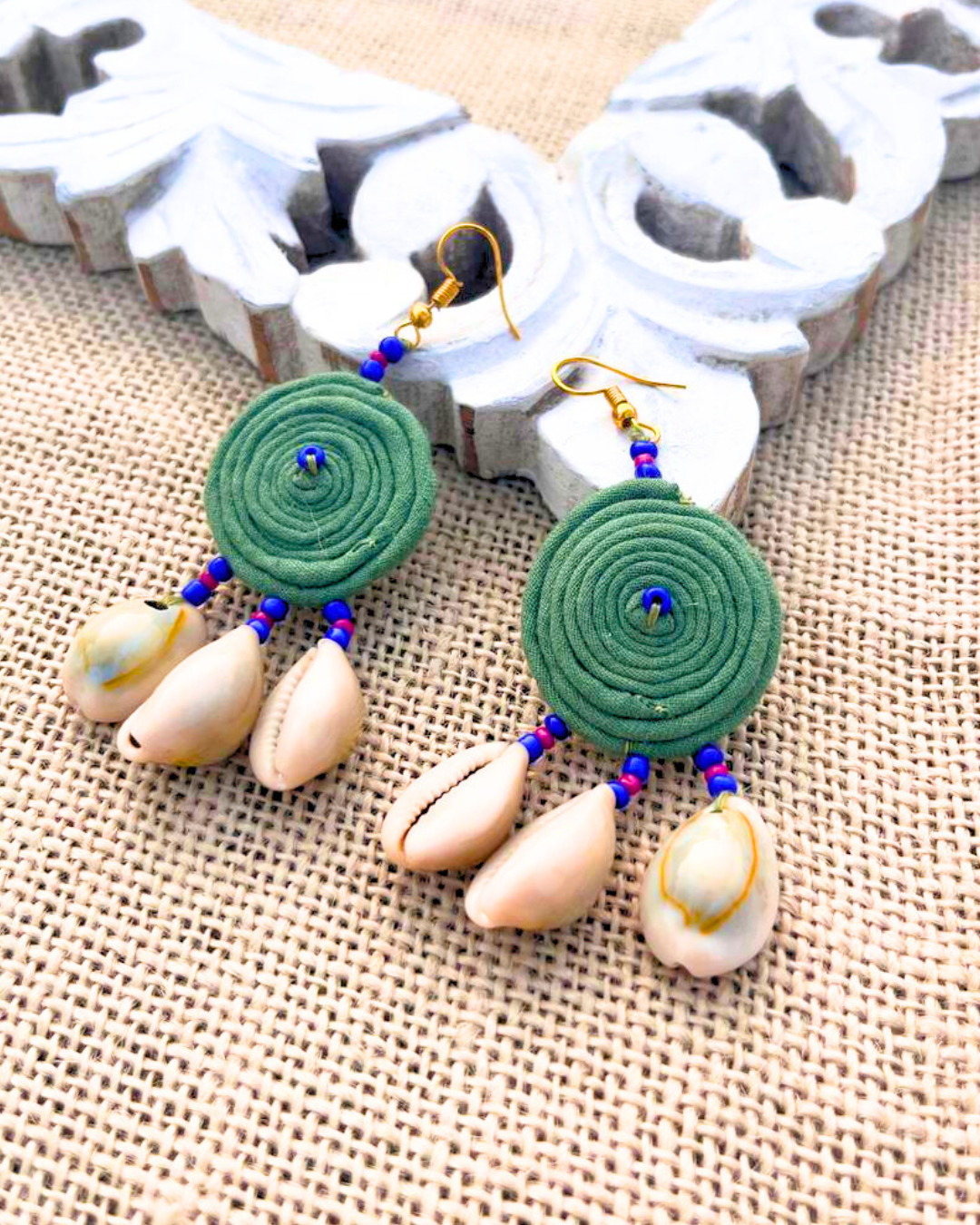 Handcrafted up cycled textile boho earrings