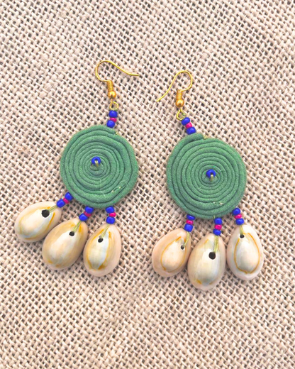 Handcrafted up cycled textile boho earrings