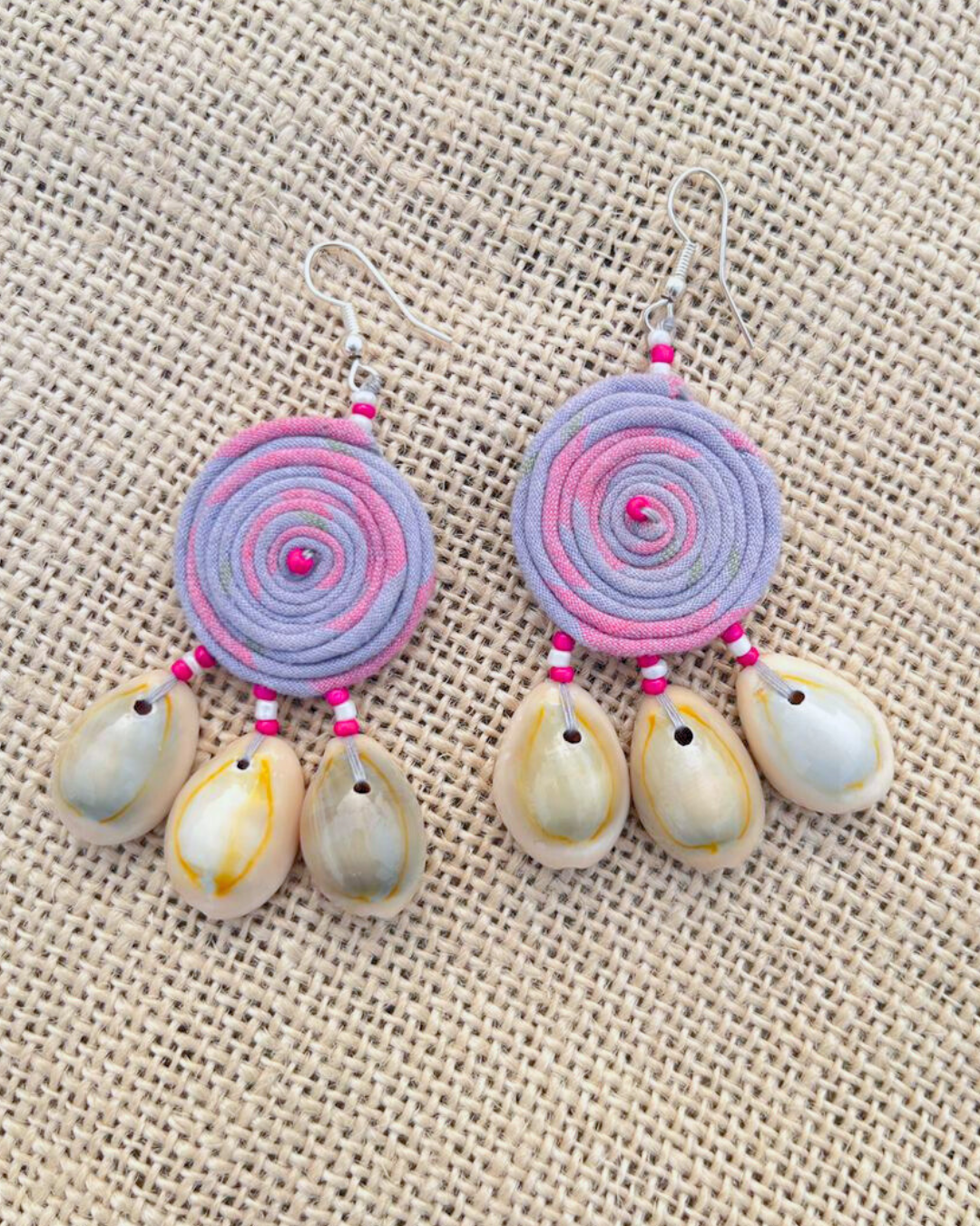 Handcrafted up cycled textile boho earrings
