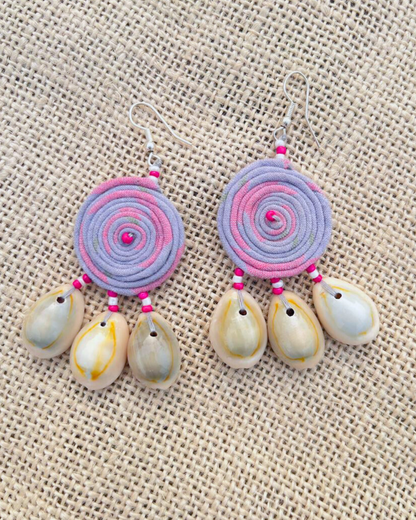 Handcrafted up cycled textile boho earrings