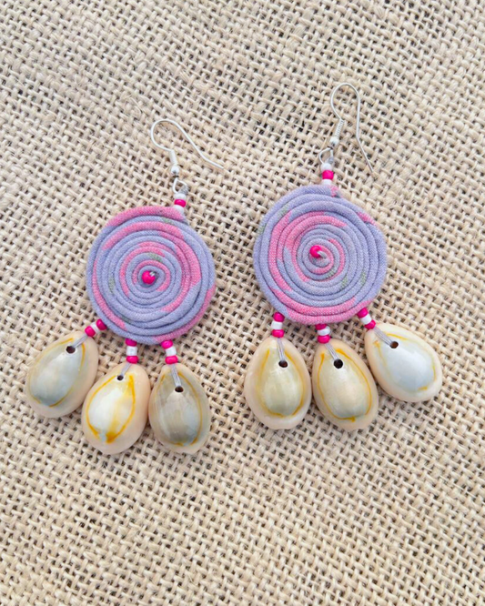 Handcrafted up cycled textile boho earrings