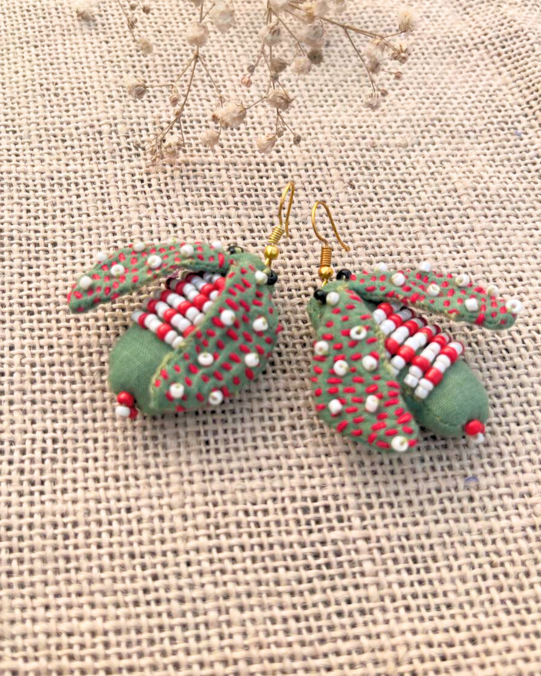 Handcrafted up cycled bee earrings