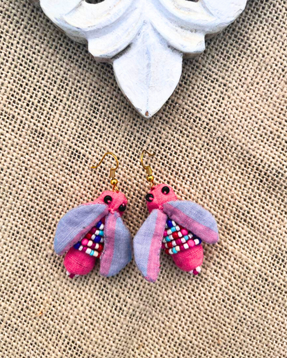 Handcrafted up cycled bee earrings