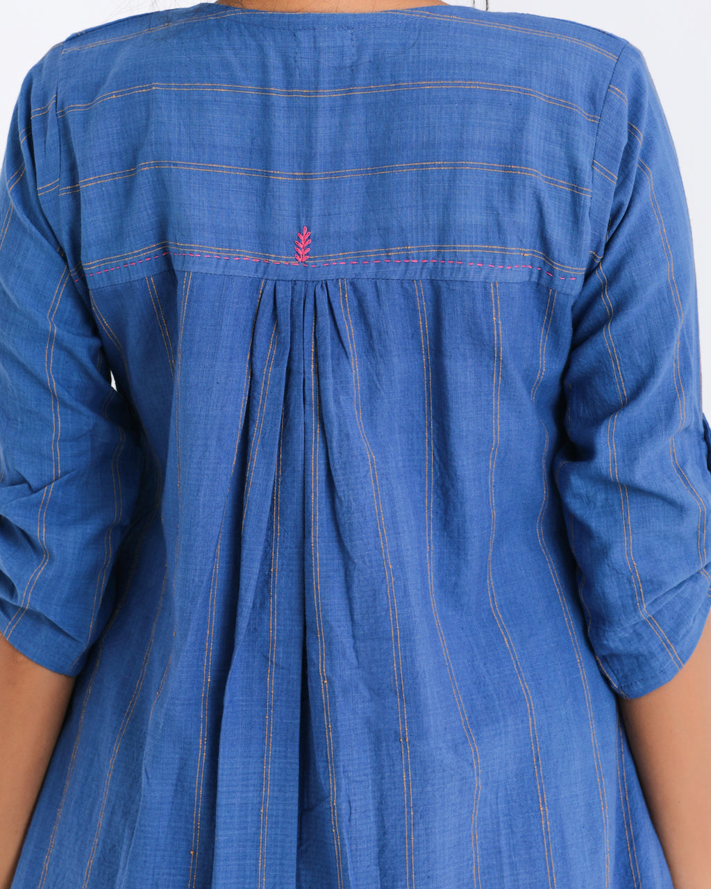 Shop Blue embroidered asymmetrical dress online at bebaakstudio.com