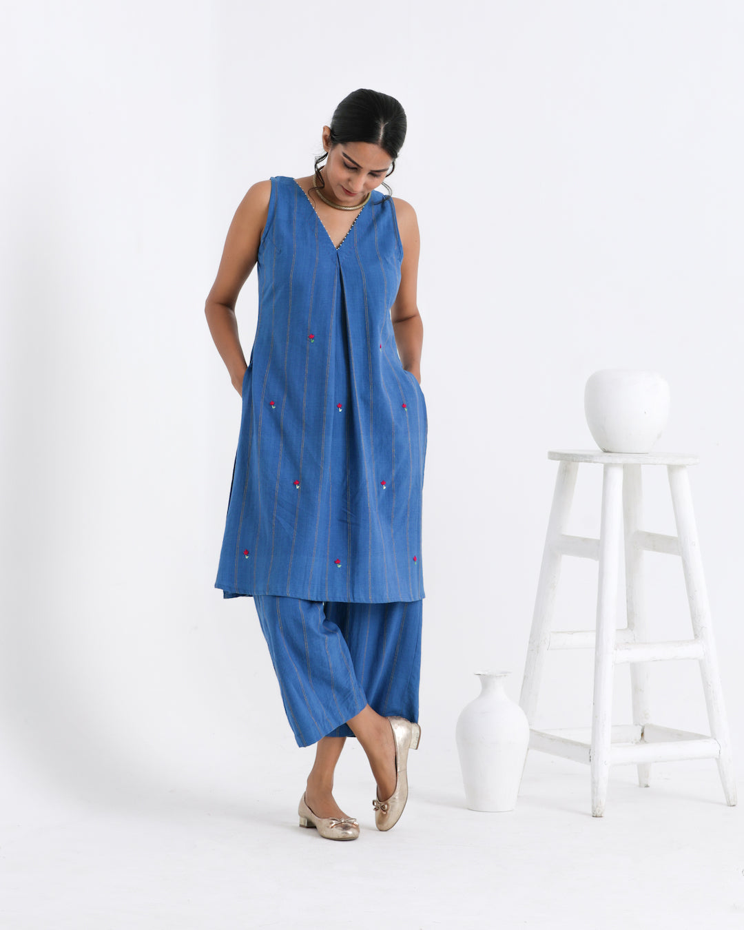 Shop blue kurta palazzo tunic set from Bebaak : Festive wear and casual wear