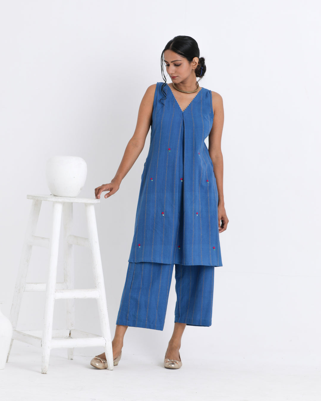 Shop blue kurta palazzo tunic set from Bebaak : Festive wear and casual wear