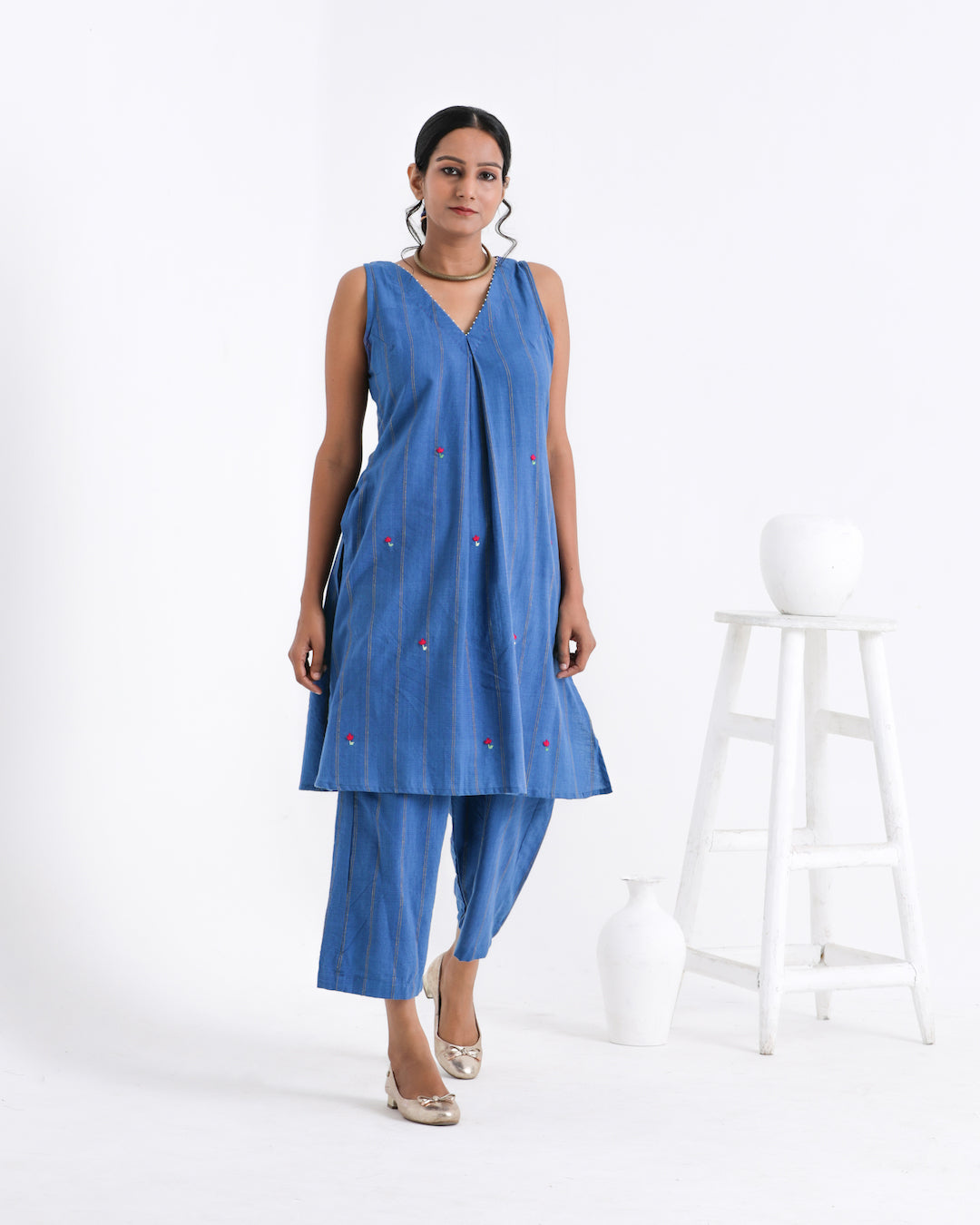 Shop blue kurta palazzo tunic set from Bebaak : Festive wear and casual wear