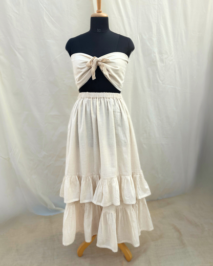 Shop Ivory cotton maxi skirt online at bebaakstudio.com