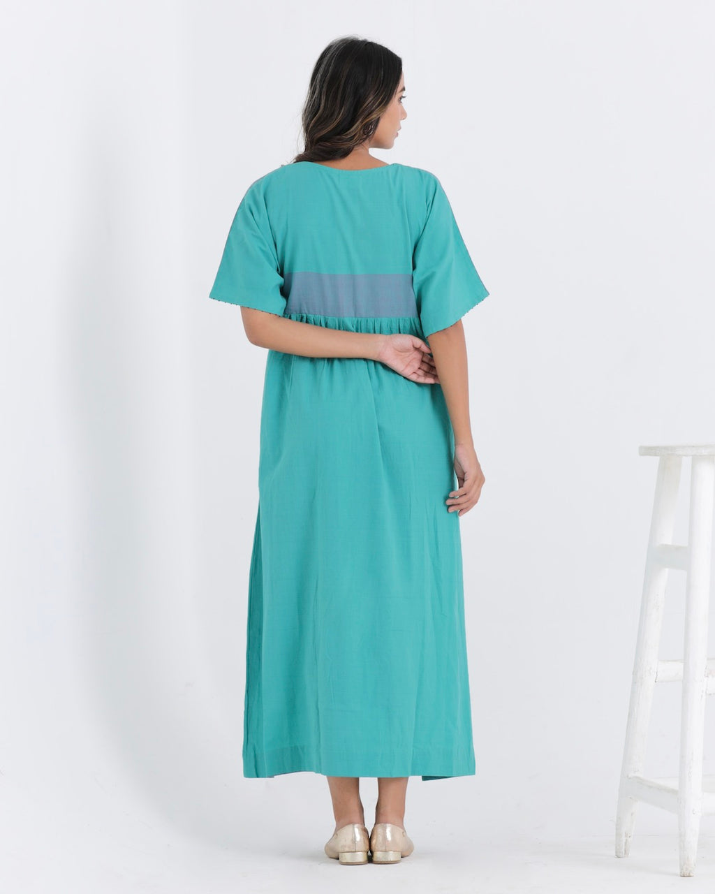 Shop teal embroidered anti fit casual dress
