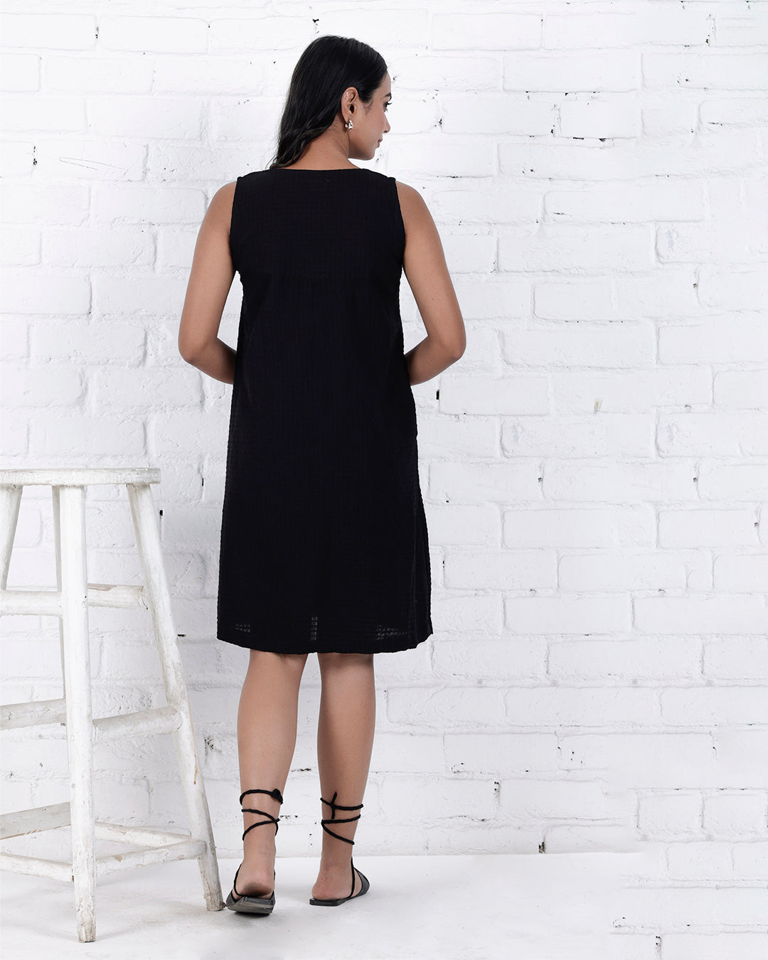 Shop Black embroidered handwoven cotton dress online from bebaakstudio.com