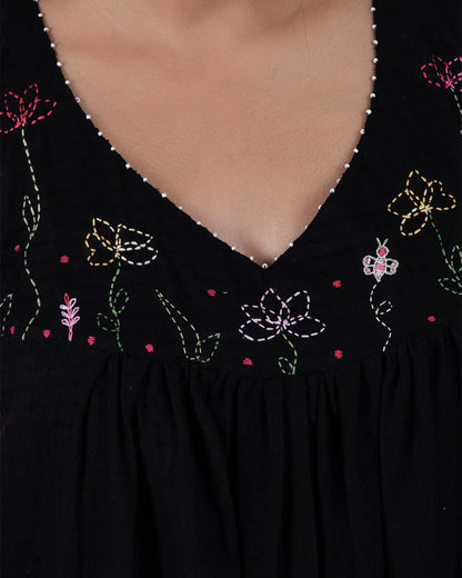 Shop Black embroidered handwoven cotton dress online from bebaakstudio.com