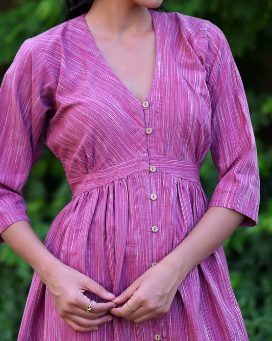 Gul Mauve Handwoven Midi Dress