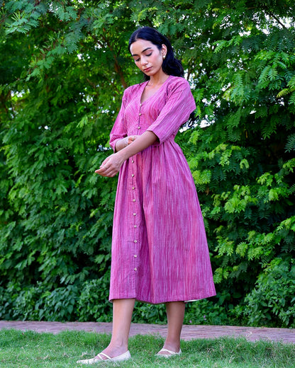 Gul Mauve Handwoven Midi Dress