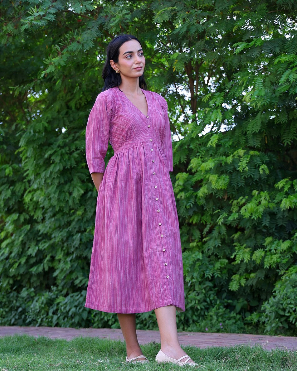 Gul Mauve Handwoven Midi Dress