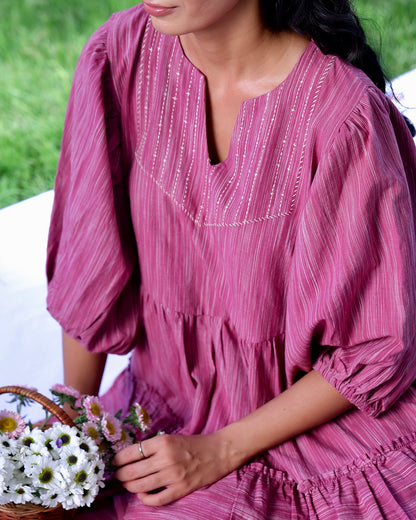 Bebo Mauve Handwoven Short Dress