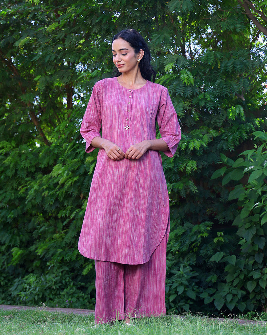 Noor Mauve Handwoven Kurta Set