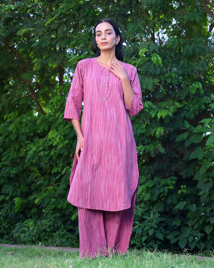Noor Mauve Handwoven Kurta Set