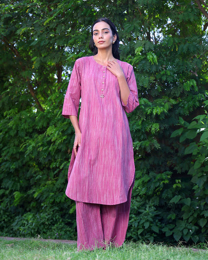 Noor Mauve Handwoven Kurta Set