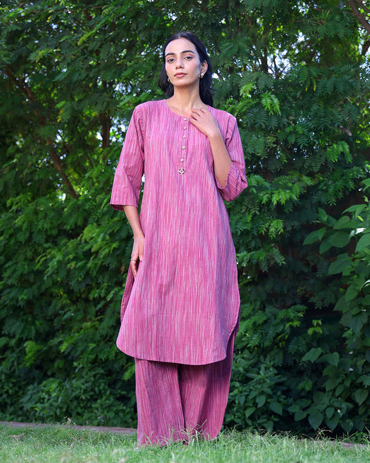 Noor Mauve Handwoven Kurta Set