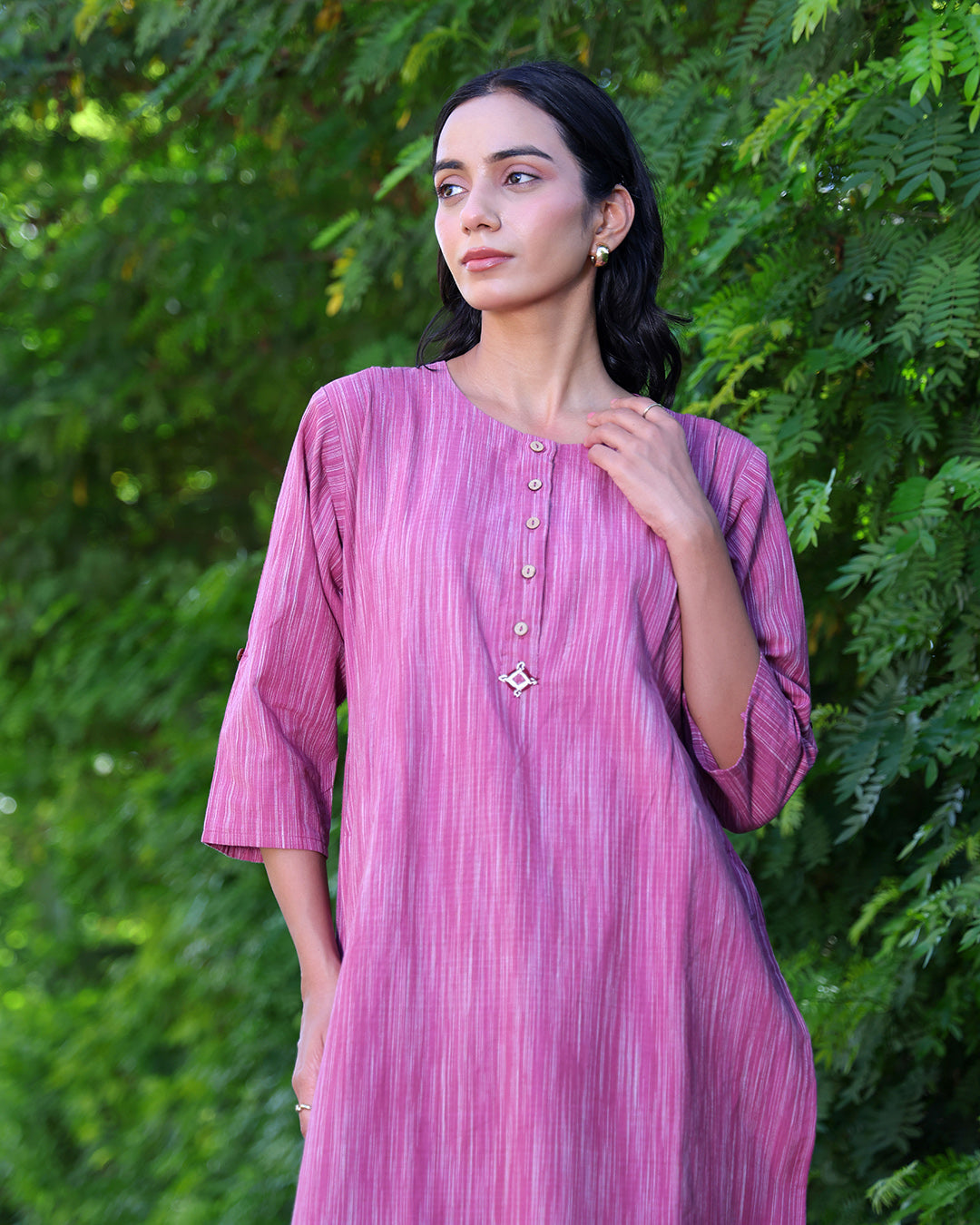 Noor Mauve Handwoven Kurta Set