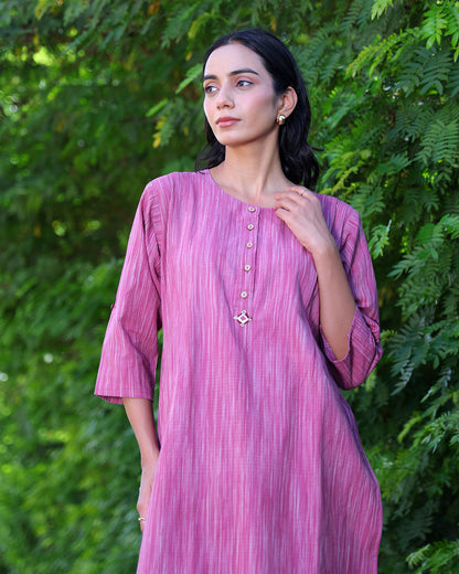 Noor Mauve Handwoven Kurta Set
