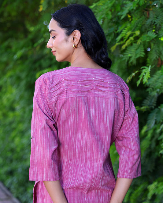 Noor Mauve Handwoven Kurta Set