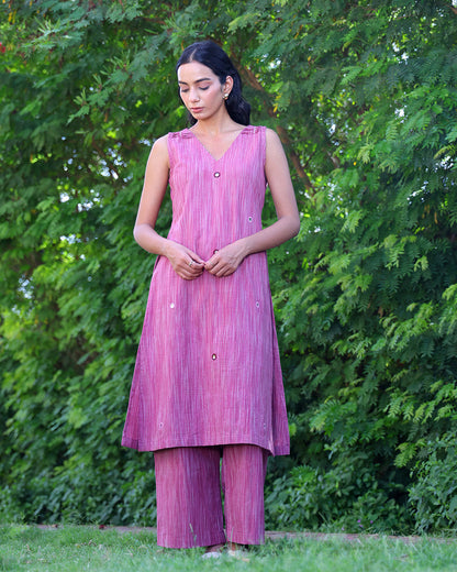 Gul Mirror Handwoven Sleeveless Kurta Set