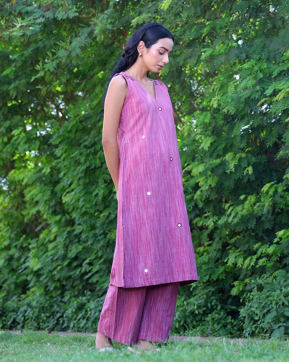 Gul Mirror Handwoven Sleeveless Kurta Set