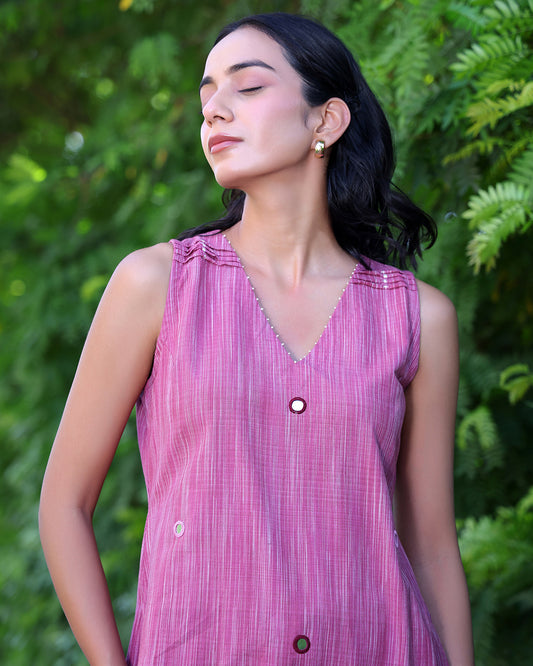 Gul Mirror Handwoven Sleeveless Kurta Set