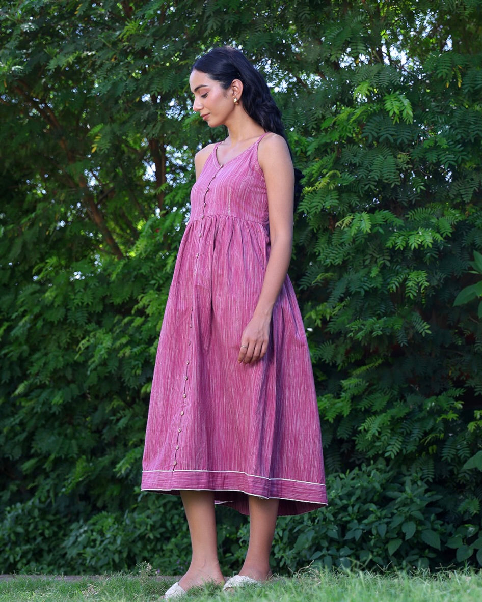 Mia Mauve Handwoven Strap Dress
