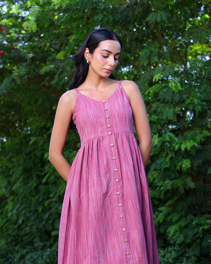 Mia Mauve Handwoven Strap Dress