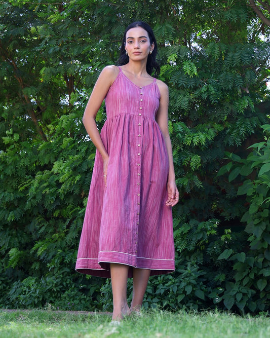 Mia Mauve Handwoven Strap Dress