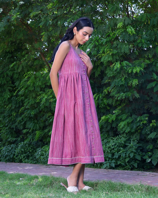Mia Mauve Handwoven Strap Dress
