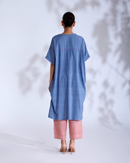 Noorie Dusky Blue Handwoven Antifit Tunic Set