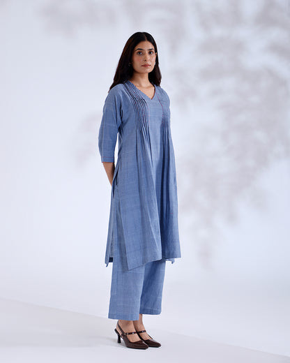 Noorie Dusky Blue Handwoven Cotton Kurta Set