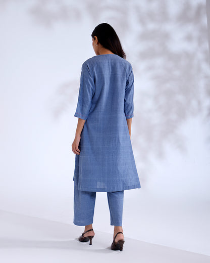 Noorie Dusky Blue Handwoven Cotton Kurta Set