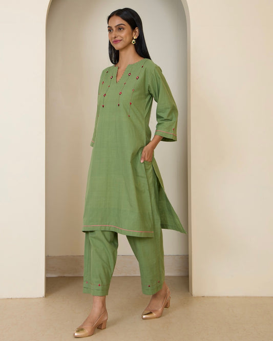 Ada Mirror Handwoven Cotton Kurta Set