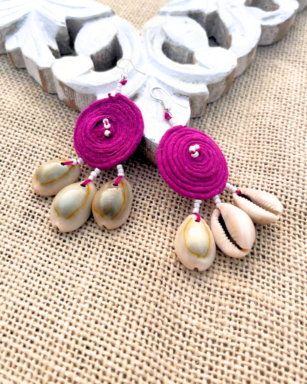 Handcrafted up cycled textile boho earrings