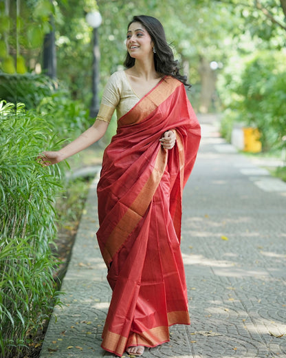Parvati Red Kosa Silk Saree