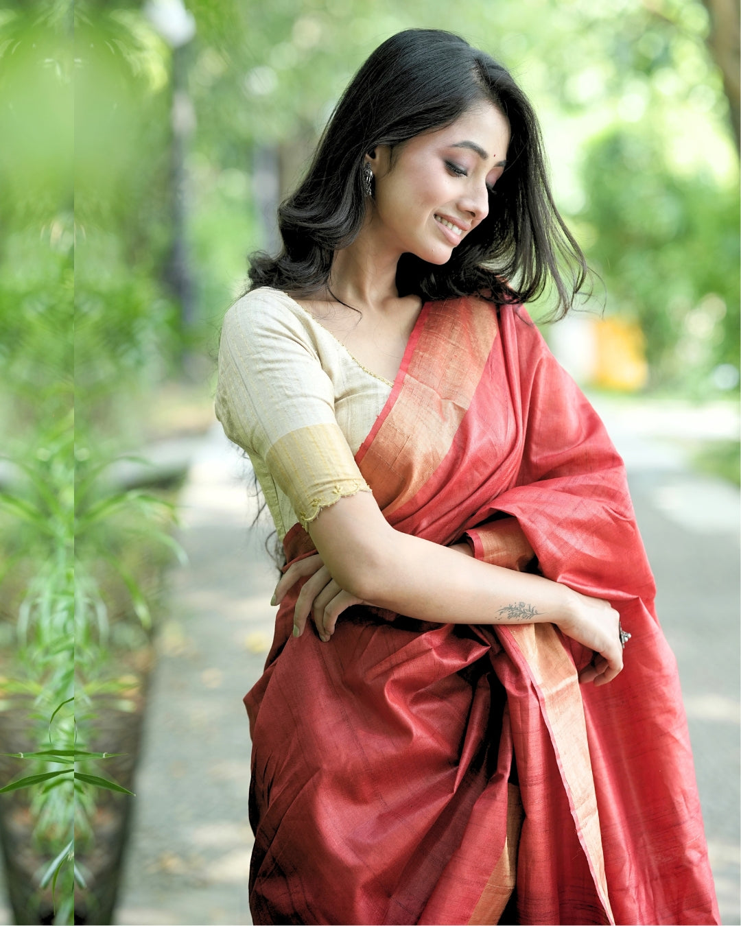 Parvati Red Kosa Silk Saree