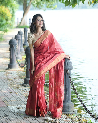 Parvati Red Kosa Silk Saree